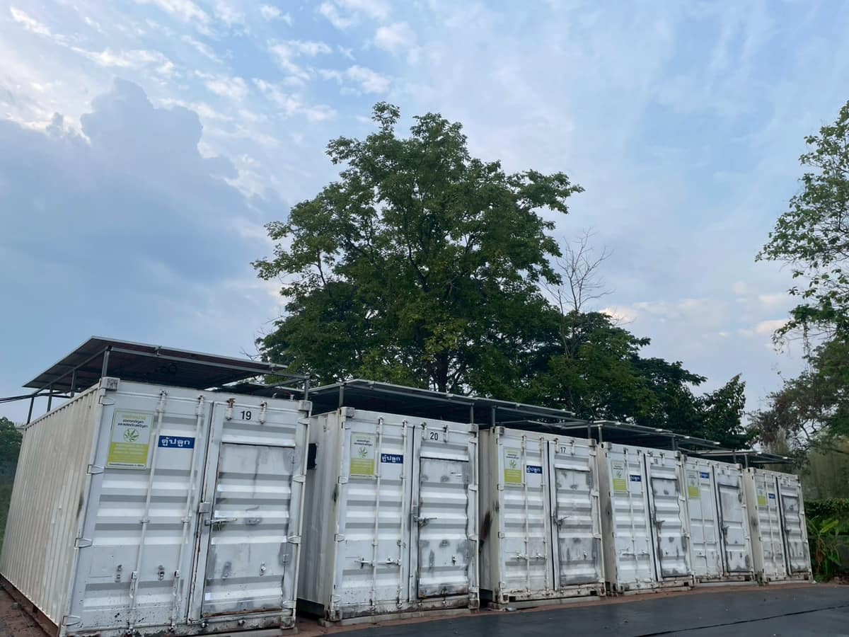 Container units lined up on the grounds